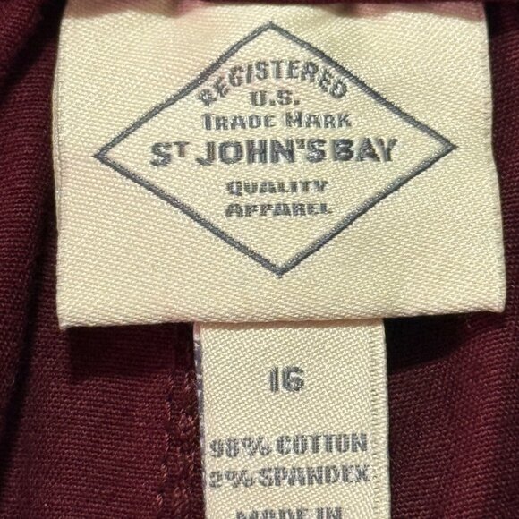 St. Johns Bay Women's Elastic Back Waistband Stretch Burgundy Pants Size 16 NWT - Picture 5 of 10